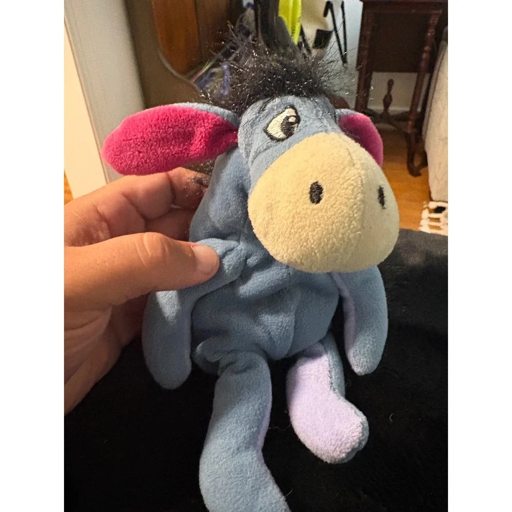 Disney Eeyore Plush Bean Bag Toy Winnie the Pooh Blue Grey Pink Ears 8 Inch